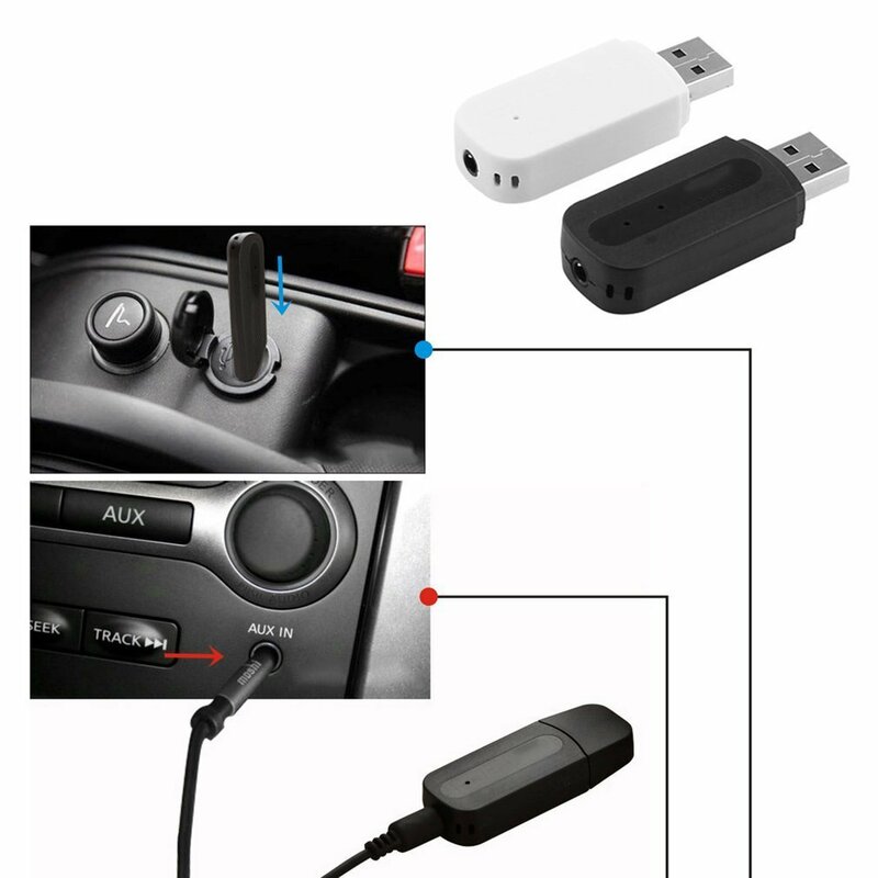 Usb carro bluetooth-compatível adaptador 3.5mm bluetooth-receptor compatível sem fio aux áudio mp3 player de música handsfree carro ferramenta