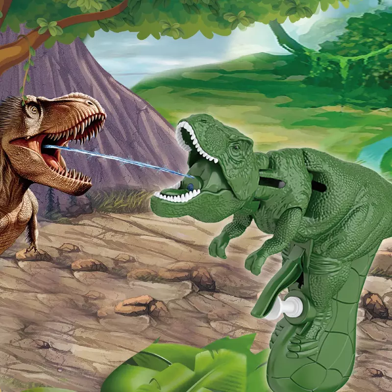 Mainan Pistol air dinosaurus mainan kolam renang Musim Panas Pistol air taman Dino pegangan penekan semprotan mulut Jurass untuk anak laki-laki
