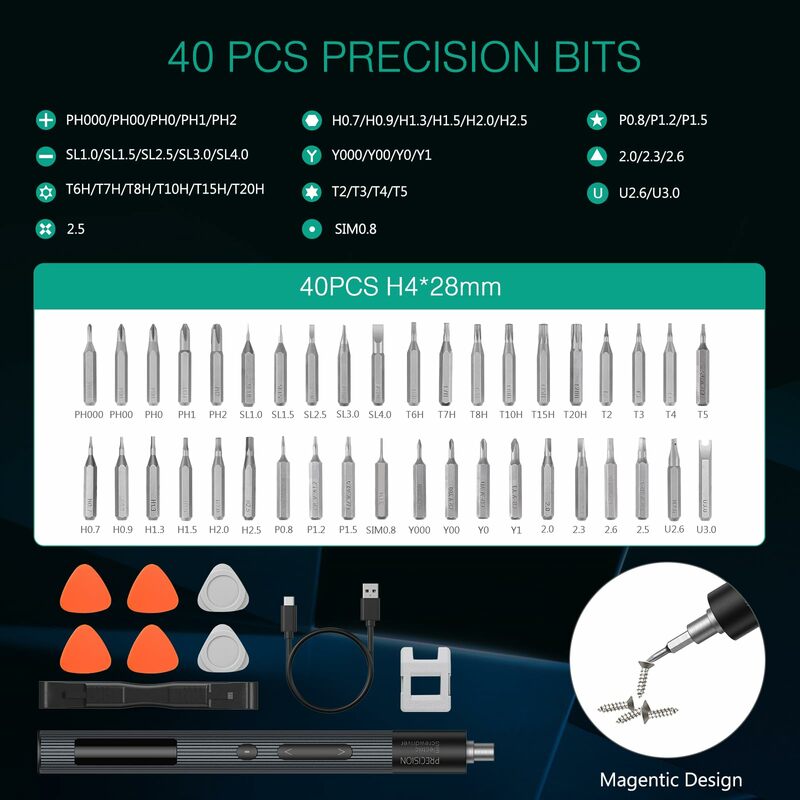 Cacciavite elettrico di precisione Xiaomi 50 in 1 cacciavite meccanico di precisione portatile kit di riparazione per cacciavite con schermo digitale