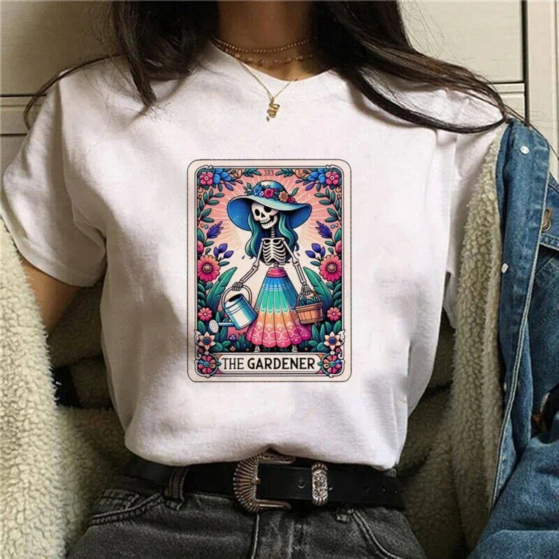 Летняя модная одежда в стиле 90-х с коротким рукавом и принтом садового огорода, модная футболка, женская одежда, Милая футболка