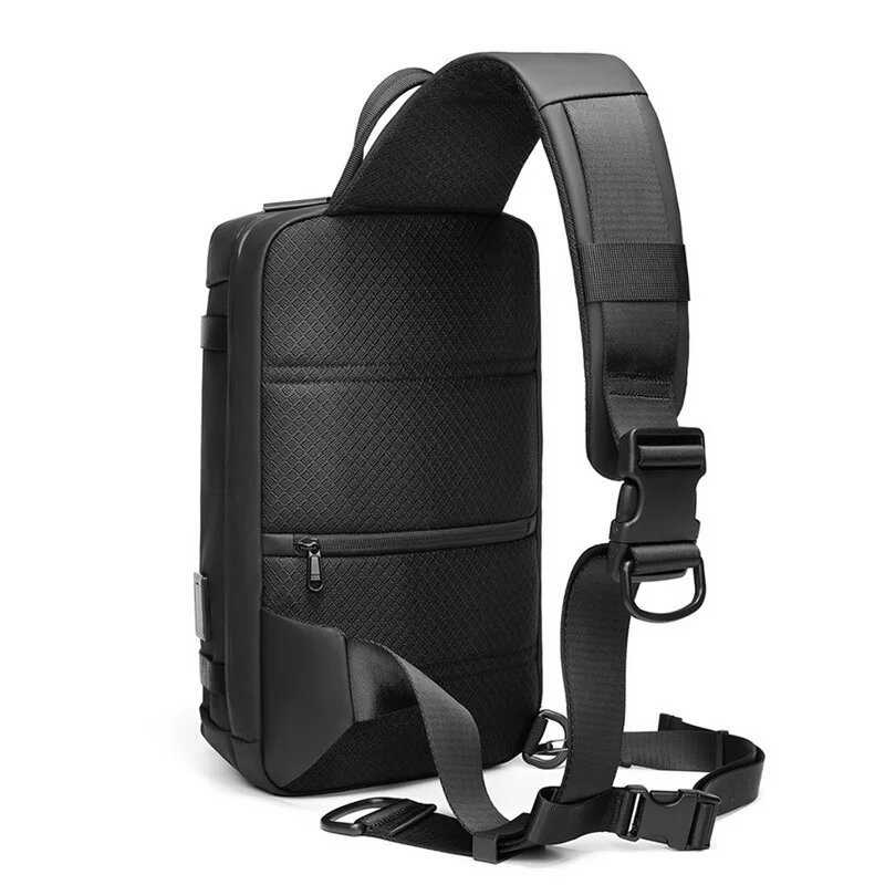 Bolsa expansível para homens, bolsa crossbody Oxford impermeável, bolsa de ombro ao ar livre com porta USB, IPAD Trend Design, 9,7 in