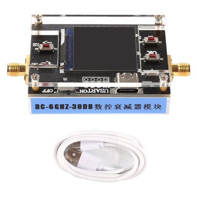 Módulo programável digital do atenuador do RF, TYPE-C tipo 6G, 30DB, exposição de TFT, apoio da carcaça do CNC, comunicação