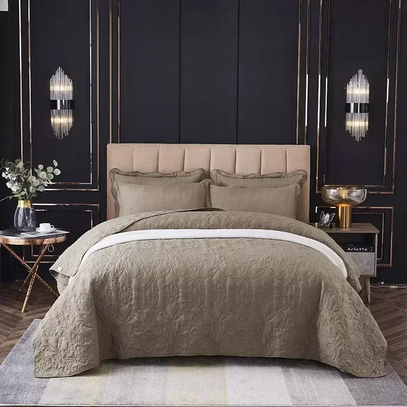 Couvre-lit en coton épais et chaud, couverture de lit, couette à carreaux, taie d'oreiller en velours, linge de lit