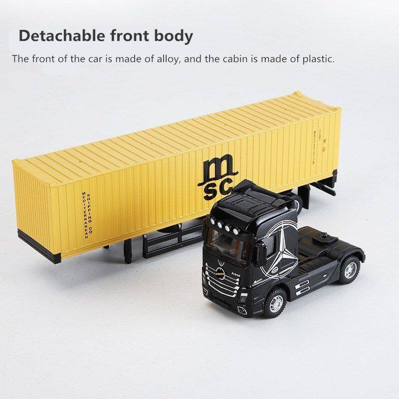 1:50 Grote Gegoten Legering Model Auto Kinderen Container Truck Speelgoed Simulatie Pull Back Geluid Licht Transportvoertuig Jongen speelgoed Gift