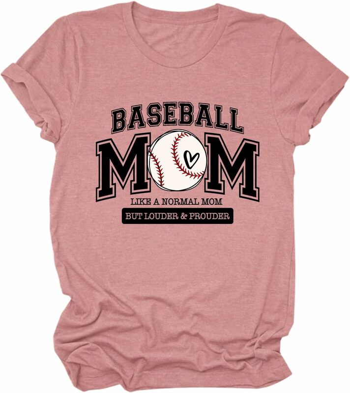 Baseball Mom Shirt, Like A Normal Mom T-Shirts Women's Graphic Tees Sport Life Shirt Mama Gifts T Shirts
