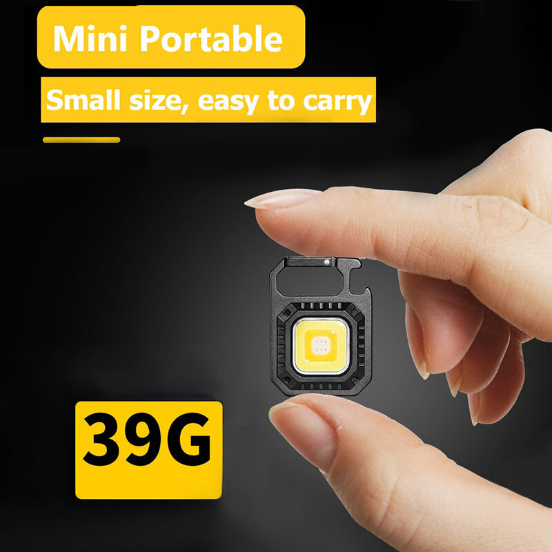 Mini porte-clés Portable lampe de poche étanche Rechargeable par USB lampe de travail d'urgence puissante torche de Camping en plein air
