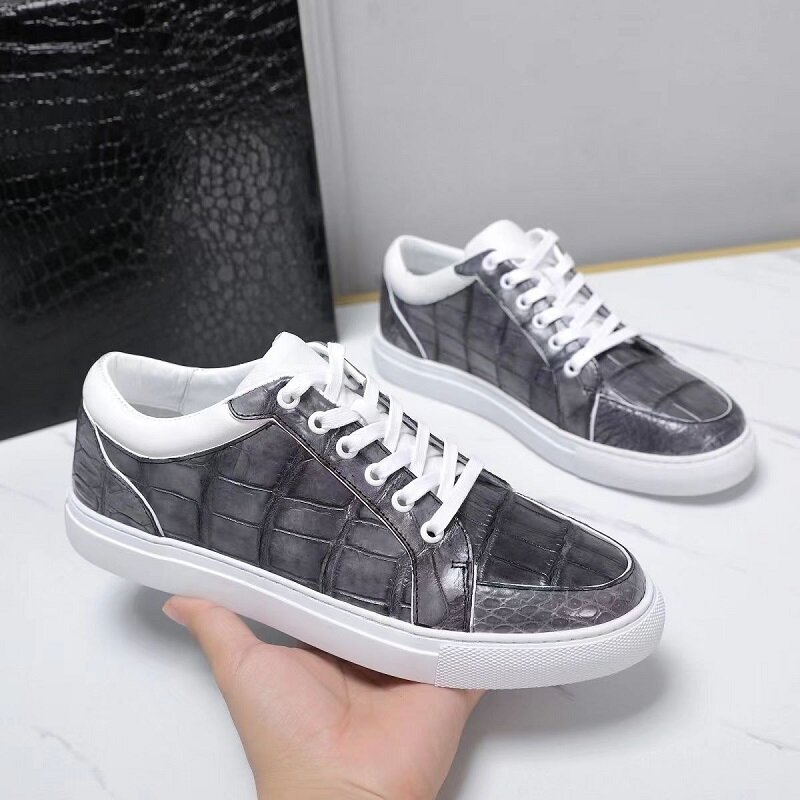 BATMO 2023 new arrival Fashion crocodile Belly skin causal shoes men,male Genuine leather sneakers pdd161