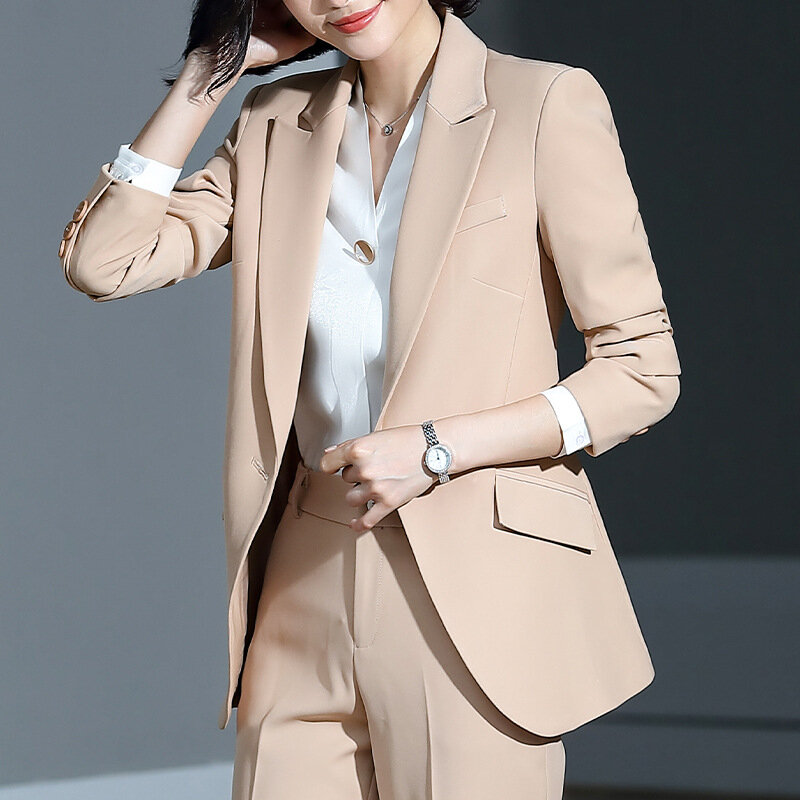 Women's Suits Autumn and Winter New Single Buckle Fashion Professional Decoration Body Slim Trousers Women's Two-piece Suit