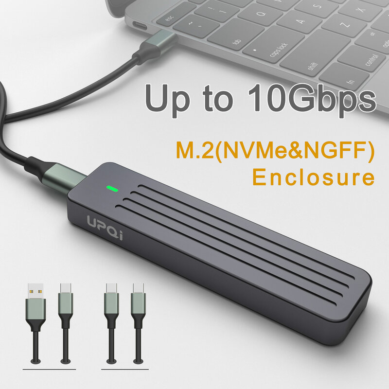 M.2 NVMe/SATA NGFF SSD, USB 3.2 Gen2 10Gbps Case untuk PCIe M2,Boitier eksternal, aluminium pembaca eksternal, UASP Trim