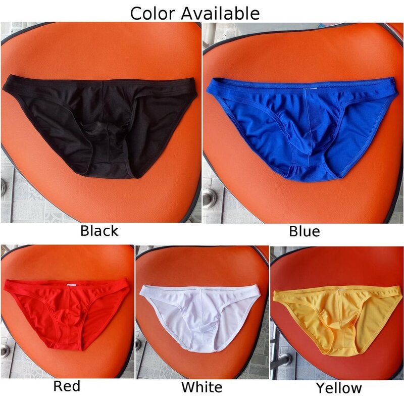 Sexy Men Casul Brief Convex Pouch Underpants Underwear Low Waist Brief Ice Silk Panties Swimwear Beachwear Calzoncillos Hombre