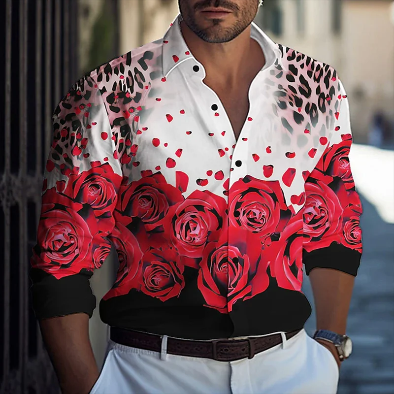 Рубашка мужская с длинным рукавом, модная блуза оверсайз с принтом, на пуговицах, удобная летняя одежда