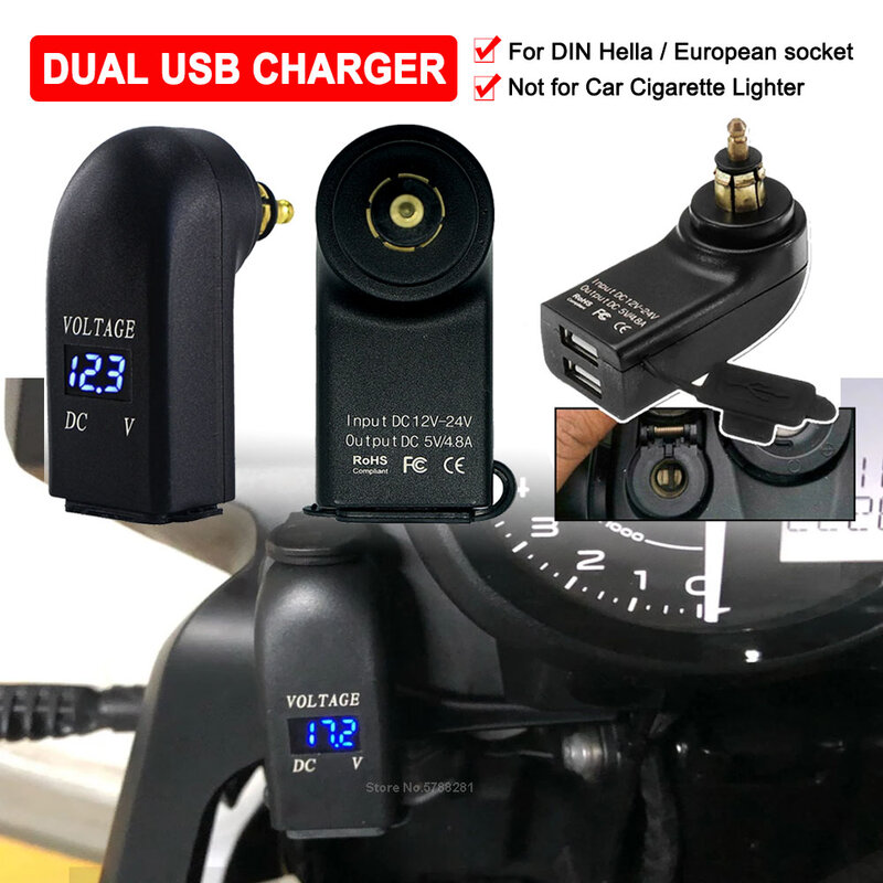 Cargador USB Dual para motocicleta, accesorio para BMW R1300GS, R1200RT, F850GS, F800R, F800 GS/ST, S1000XR, enchufe Hella DIN