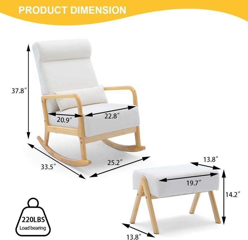 Chaise à Bascule avec Repose-Pieds pour Pépinière, Style Moderne du Milieu du Siècle