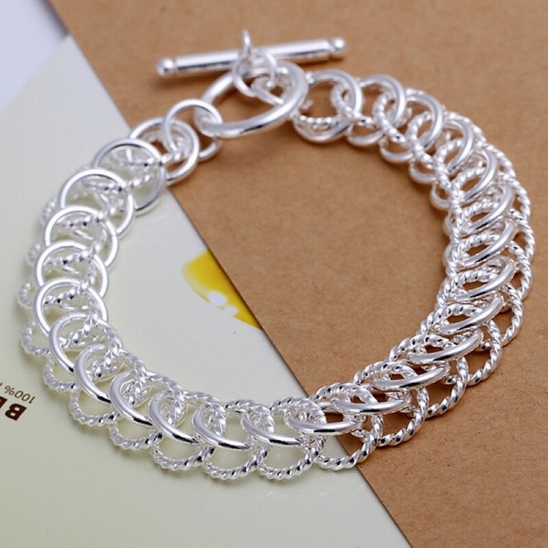 925 Stamp silver Charm fashion beautiful for women lady wedding Refined geometry TO Bracelets Jewelry free shipping wholesale
