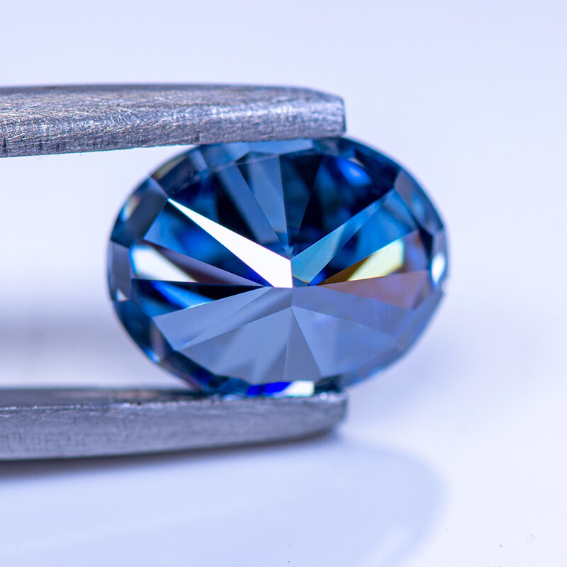 Moissanite Steen Primaire Koningsblauwe Kleur Ovaal Gesneden Lab Gemaakt Synthetische Edelsteen Doorgegeven Diamant Tester Komt Gra Certificaat