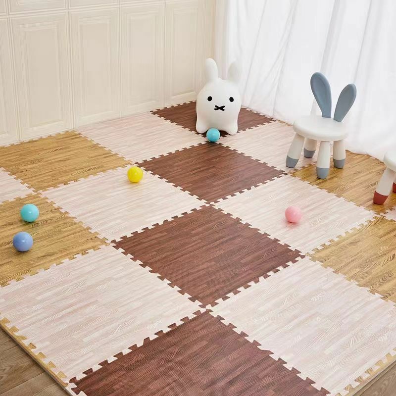 Matras busa lantai kayu 8 buah, tikar bermain 30x30cm untuk kegiatan kayu alas bayi tebal 1.2cm Tatame ruang bermain, tikar Puzzle