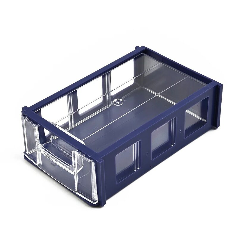 1pcs Durable Storage Box Container Plastic Stackable Storage Boxes Thicken Toolbox Transparent 140*85*40mm Blue