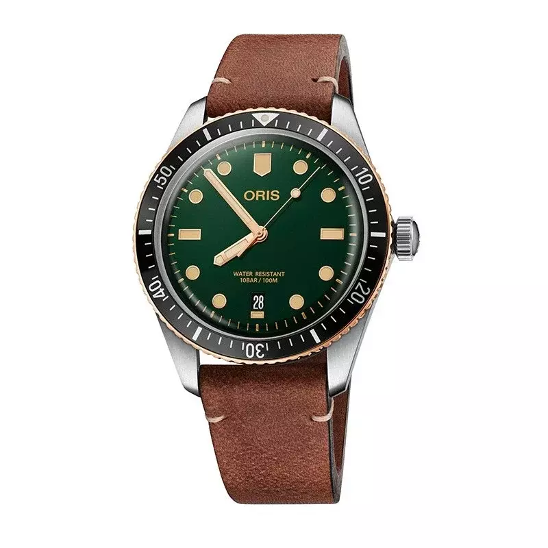 Oris-reloj automático de cuarzo para hombre, pulsera de mano delicada, Correa luminosa, color verde y negro, 40MM, 2024