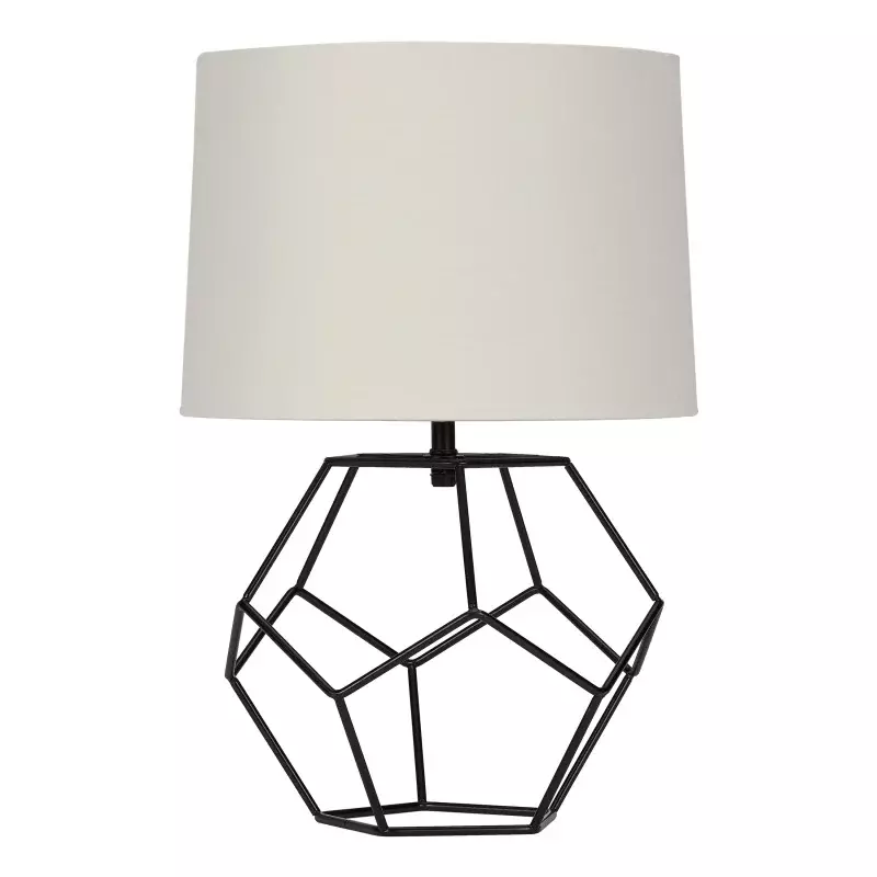 Mainstays Black Cage Metal Base Table Lamp with Shade, 16" H