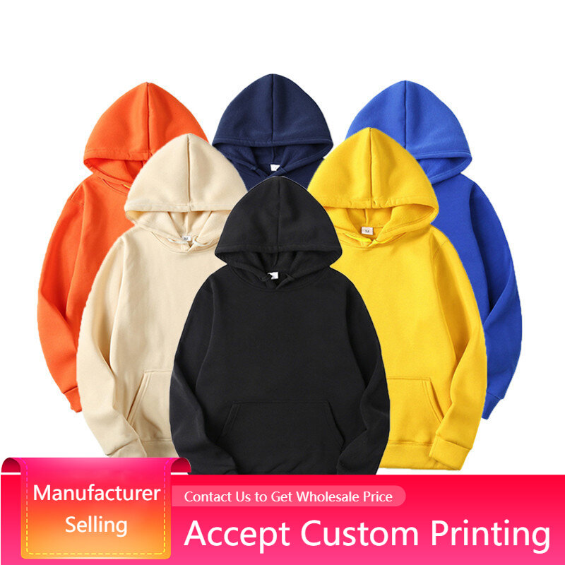 2022 logotipo personalizado primavera outono streetwear cor sólida casual hip hop pulôver hoodies e camisolas masculinas