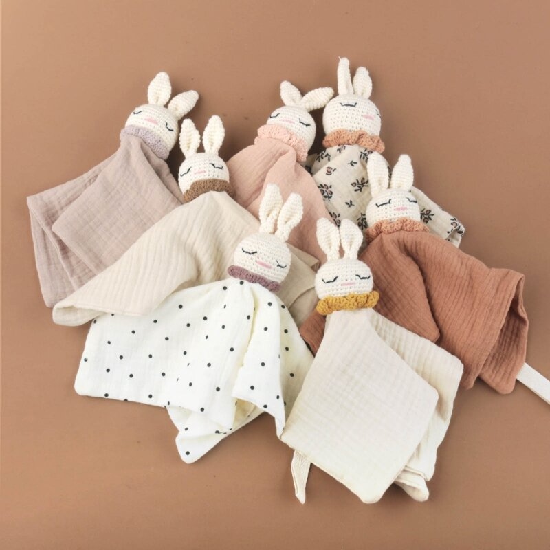Вязаный крючком детский нагрудник для кормления с кроликом, защитное одеяло для мальчиков и девочек, дышащая пустышка, полотенце