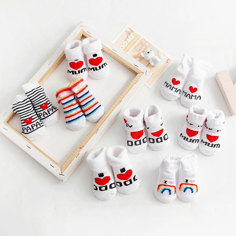 Spring Summer Baby Girls Boys Cotton Soft Warm Socks For Newborn Toddler Letter Printed Infant Clothes Accessories