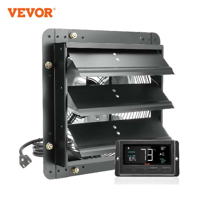 VEVOR 셔터 배기 팬, 온도 습도 컨트롤러, EC AC 모터, 940 CFM, 10 속도 조절 가능, 벽걸이 다락방 팬, 12 인치