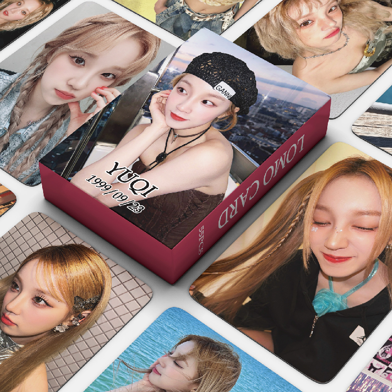 Tarjetas de álbum de I-DLE HEAT Lomo, tarjetas fotográficas HD de alta calidad, imágenes de colección de fanáticos YUQI, 55 unids/set por juego, Idol (G)