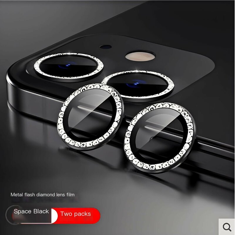 9D Rear Diamond Lens Protector para iPhone, Câmera de Vidro Temperado, Capa de Anel, Filme, iPhone 15 Pro Max, 13, 12, 14Pro Max