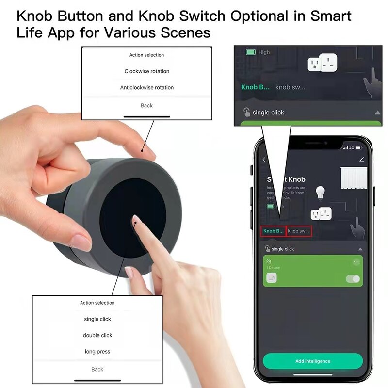 Tuya ZigBee Smart Knob Switch Rotate Press Wireless Scene Switch Button Controller Smart Life APP Control Smart Home for Gateway