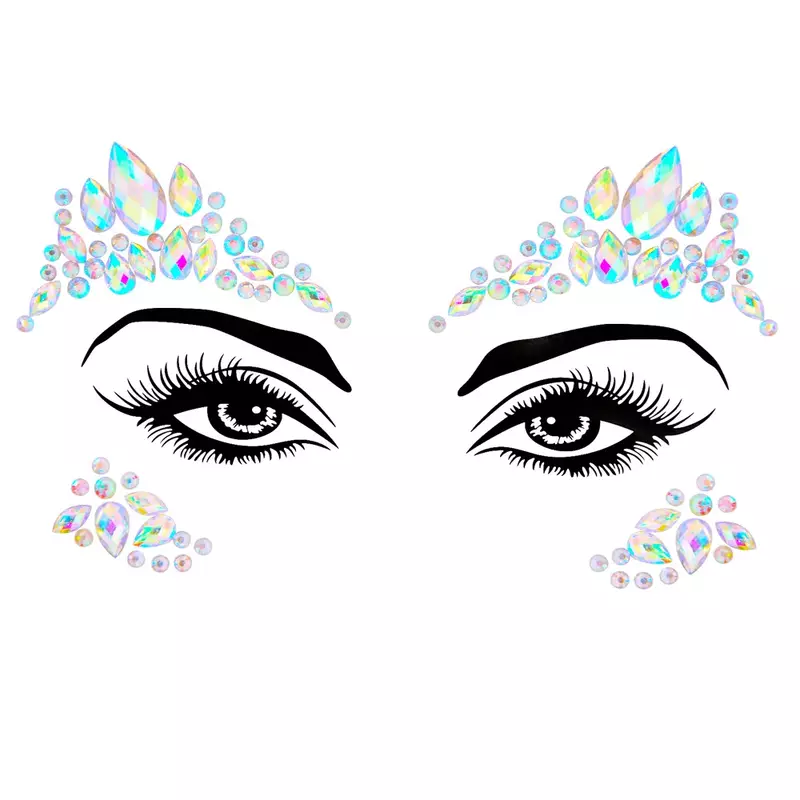 Stiker Tato Wajah Seksi 3D Tato Sementara Glitter Tato Palsu Berlian Imitasi untuk Pesta Wanita Tato Permata