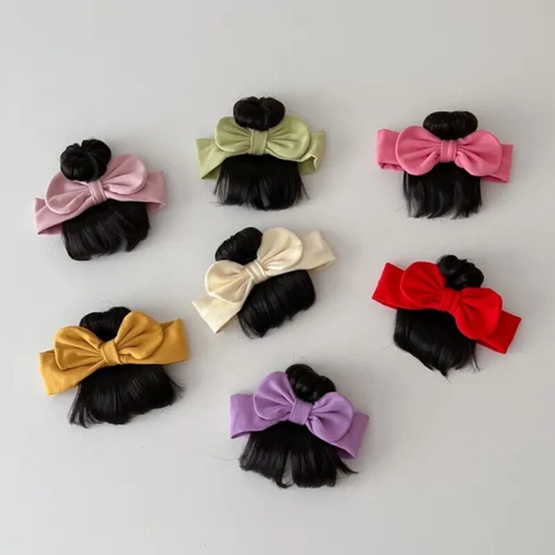 Bowknot Wigs Bangs Headband for Baby Girls Hair Accessories Sweet Full Moons Fhotography Hairpiece