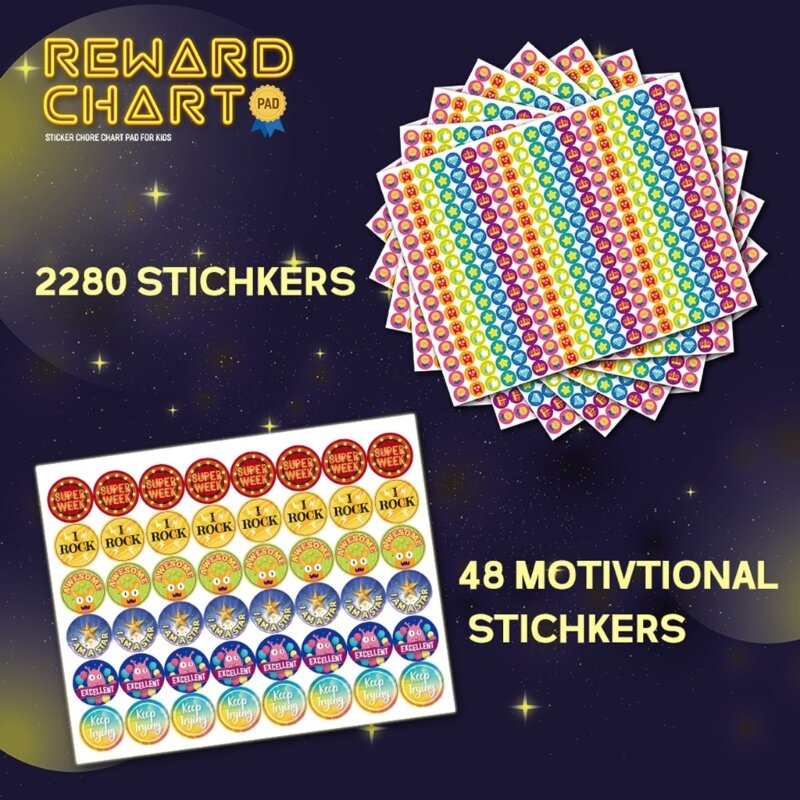 DXAB Behavior Reward Chart with 26 Chore Charts 2280 Stickers and 48 Motivational Stickers for Kids Routine Chart