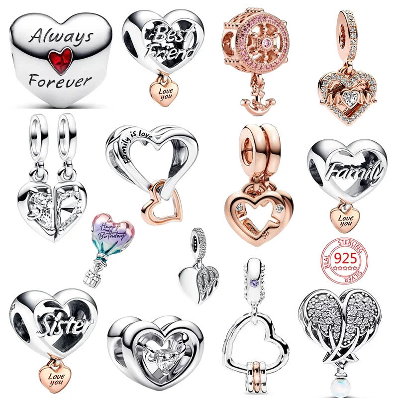 New Arrival 925 Sterling Silver Love You Mom Entwined Infinite Hearts Charm Fit Pandora Bracelet for Women Necklace DIY Jewelry