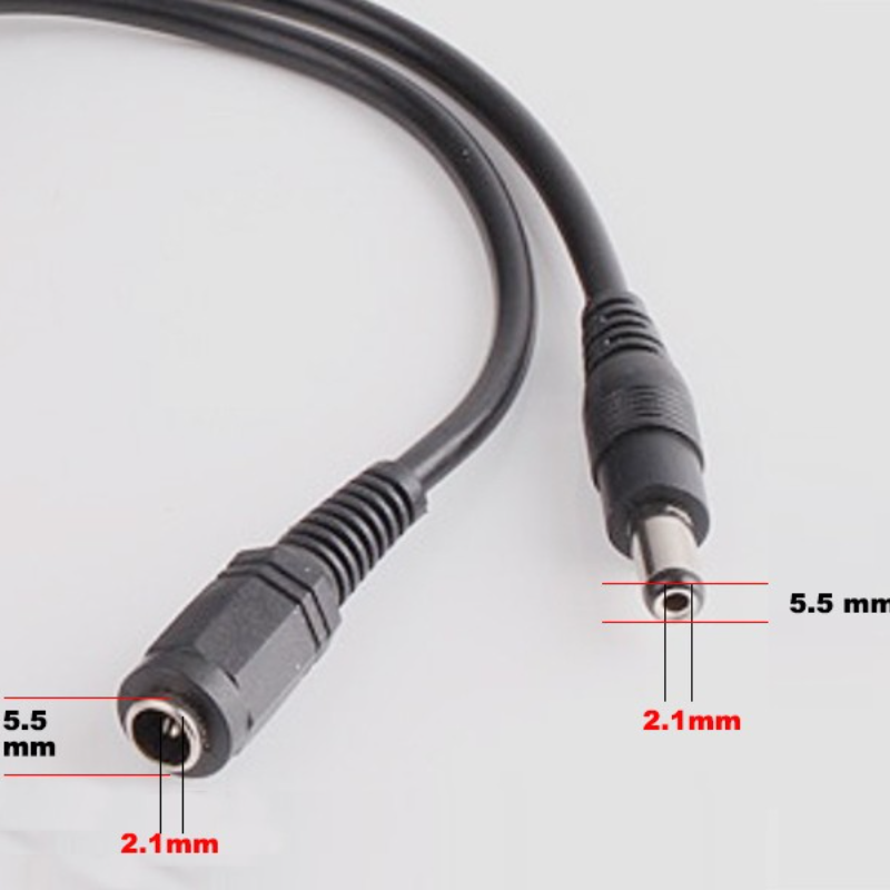 Kabel ekstensi daya DC12V 2.1*5.5mm, konektor laki-laki ke Perempuan untuk kamera keamanan CCTV warna hitam 16.5 kaki 5M 10m
