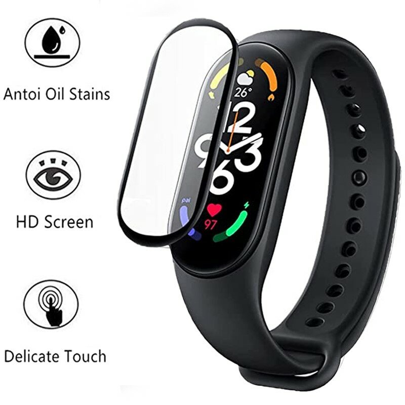 Screen Protector For Xiaomi Mi band 6 7 Smart Watch Accessories Miband 3D Full Soft Glass Protective xiaomi mi band 5 4 3 Film