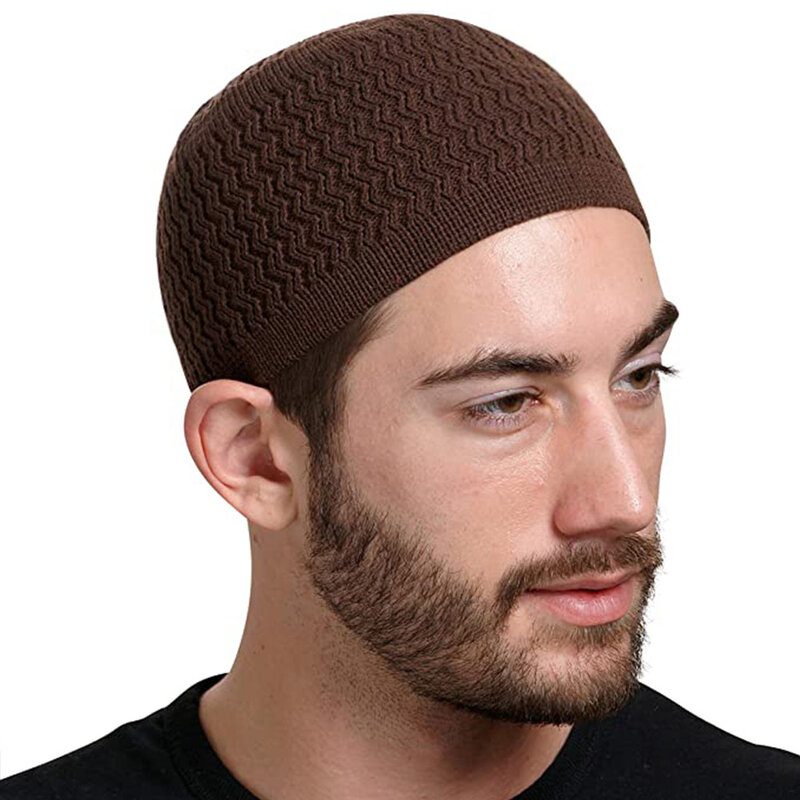 Topi rajut pria Muslim, topi beanie Unisex, topi hangat, topi hippah, topi pria bungkus kepala Musim Dingin
