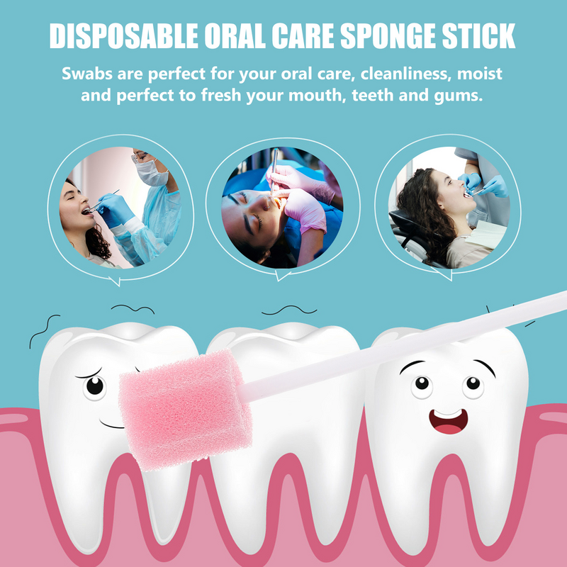 Esponja desechable para el cuidado bucal, hisopo para Limpieza de dientes de bebé, cepillo de dientes, rosa, bastoncillos de agua isopropílicos
