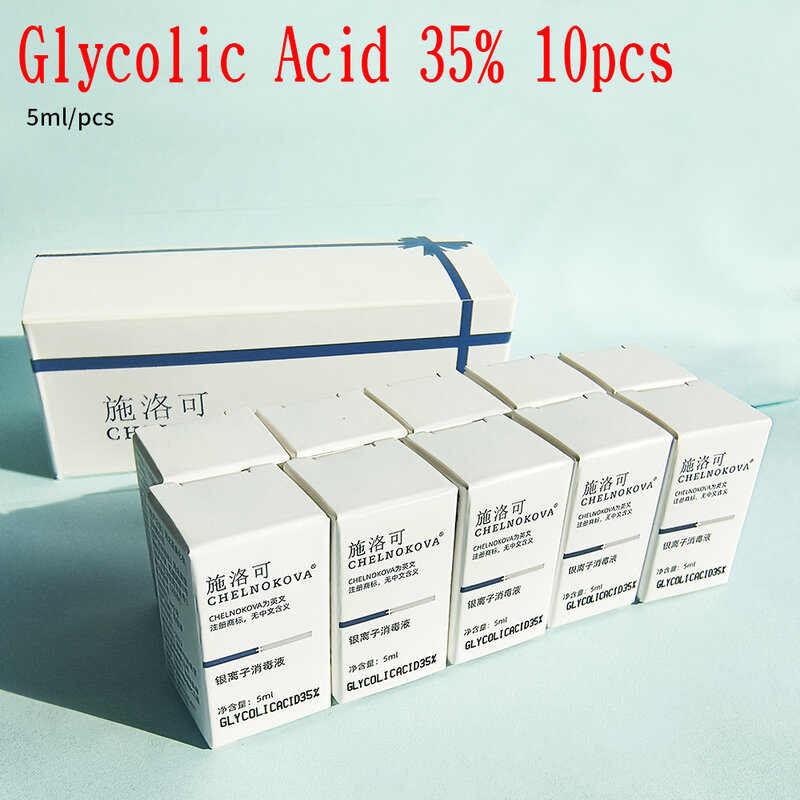Acide Glycolique Alpha Hydroxy AHA pour Peau Sèche, Peau Huileuse, Cicatrices AHA pour Taches Foncées, Produits Peeling, 30%, 35%, 10Pcs