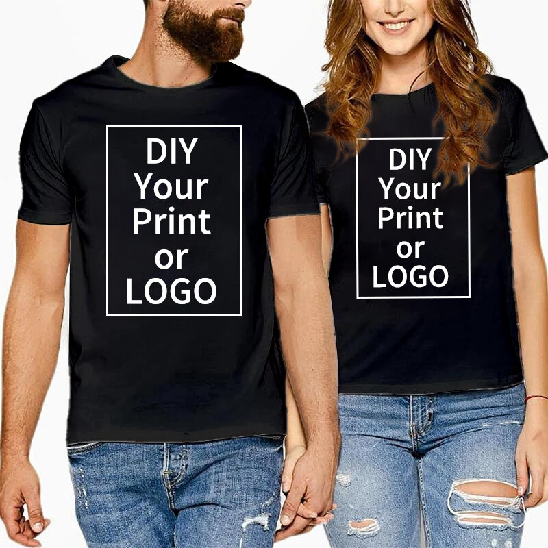 Homens e mulheres logotipo personalizado impressão t-shirt, faça o seu projeto, texto, original, de alta qualidade, presentes