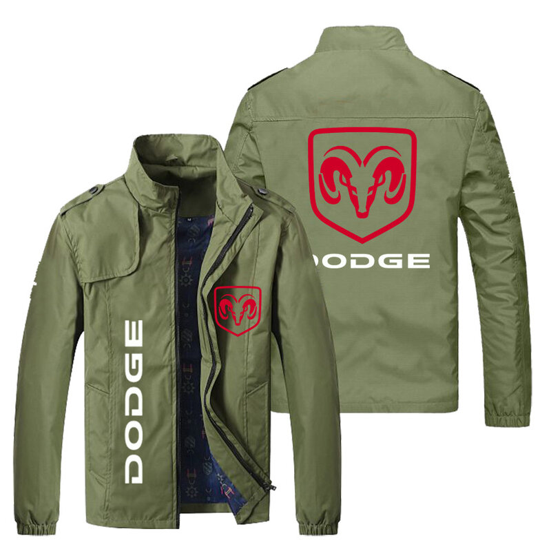 New spring and autumn thin men's Dodge car logo men's stand-up collar cardigan sports solid color casual outer wear youth jacket