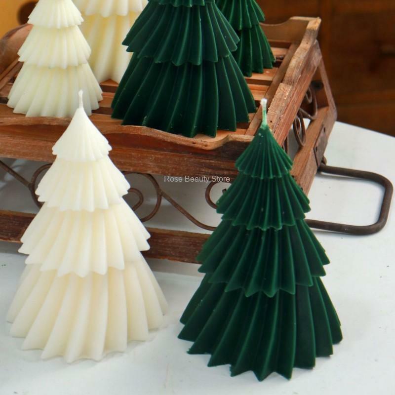 Cetakan silikon pohon Natal 3D, Kit pembuatan lilin Natal DIY, alat memanggang Resin, plester sabun buatan tangan, hadiah liburan