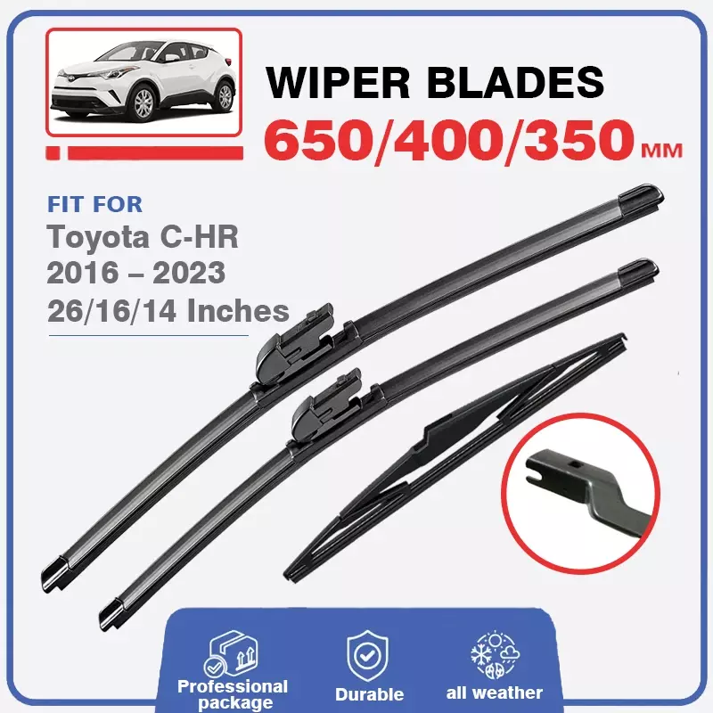 LHD RHD Depan Belakang Wiper Blades Set Untuk Toyota C-HR CHR 2016 2017 2018 2019 2020 2021 2022 2023 Kaca Depan Kaca Depan 26 "16" 14"