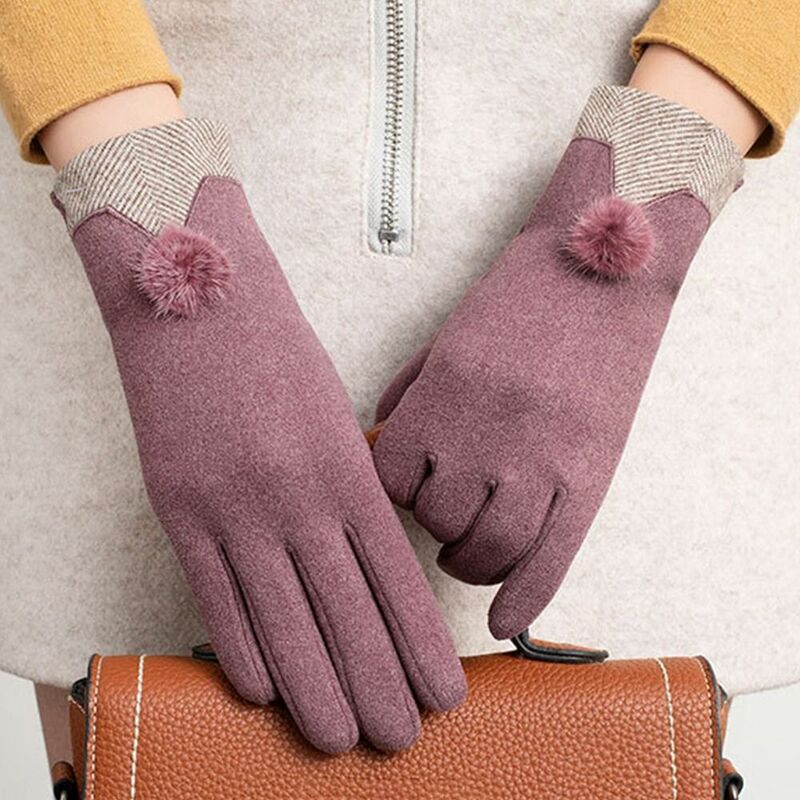 Sarung tangan olahraga bersepeda musim dingin, hangat, sarung tangan kasmir beludru, sarung tangan hangat layar sentuh jari penuh
