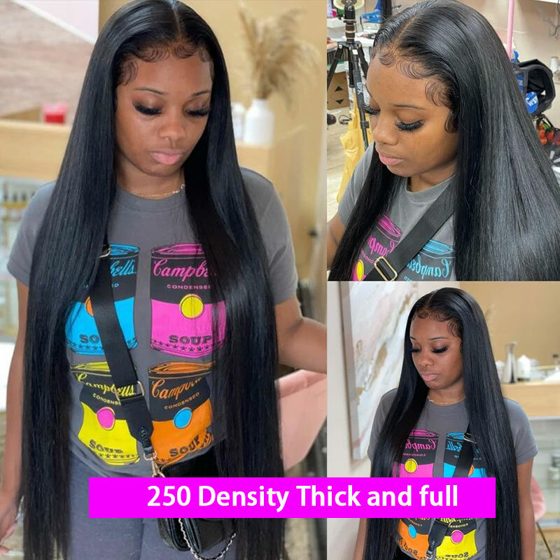 250 Density Lace Front Wig Brazilian Straight Lace Front Wig 40Inch Human Hair Wig Glueless Pre Plucked 13x6 Hd Lace Frontal Wig