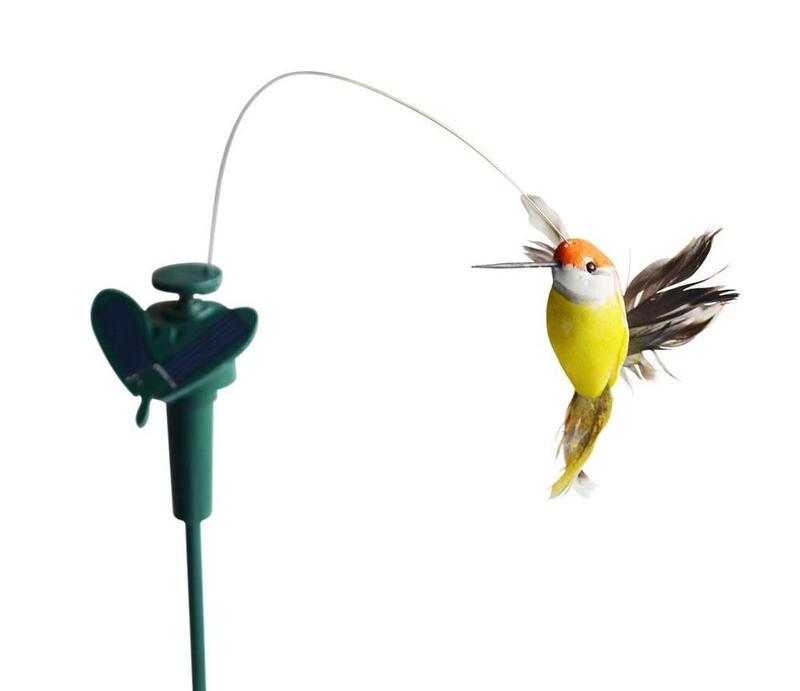 Jouet de plume de colibri flottant solaire, ailes et queue de colibri volantes