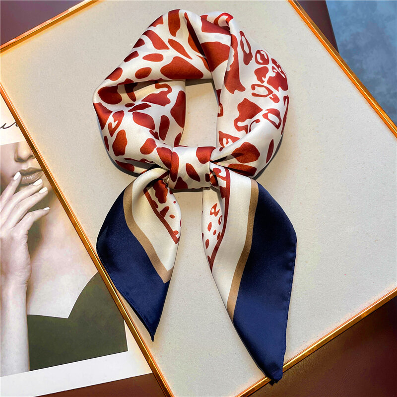 Foulard de printemps en soie imprimé pour femmes, châle enveloppant, Hijab, sac à main pour cheveux, Foulard, Bandana, cravate, 2022