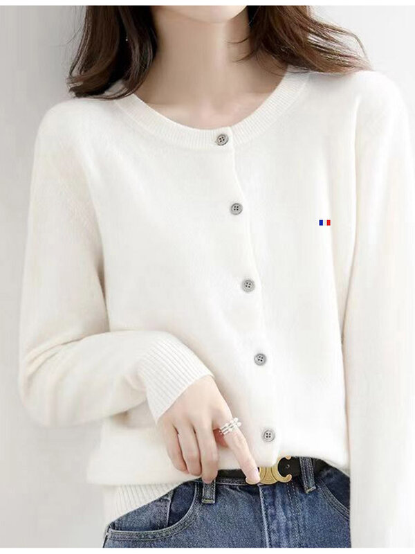 Clearance Spring And Autumn Women's Cardigan Loose Large Size Crewneck Wool Sweater New Blouseo Female Casual Long Sleeve Tops