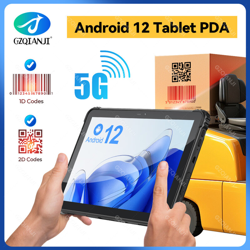 5G Android 12 Tablet industri PDA kasar pertahanan tiga dengan pembuka kunci sidik jari 1D 2D pemindai QR pengumpul Data untuk gudang
