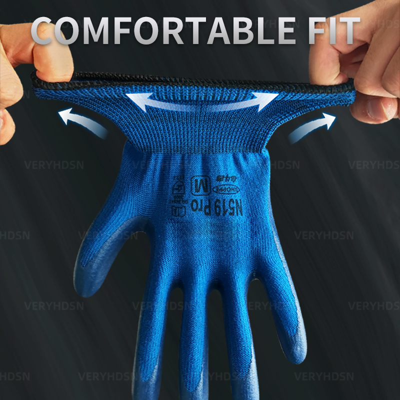 Sarung tangan kerja ultra-tipis isi 3 pasang, sarung tangan kerja poliuretana lapis kinerja tinggi, sarung pergelangan rajut layar sentuh, pegangan anti-selip kuat